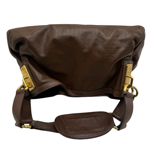 Auth Givenchy Brown Embossed Leather Small Shoulder Bag Hobo - Picture 5 of 16